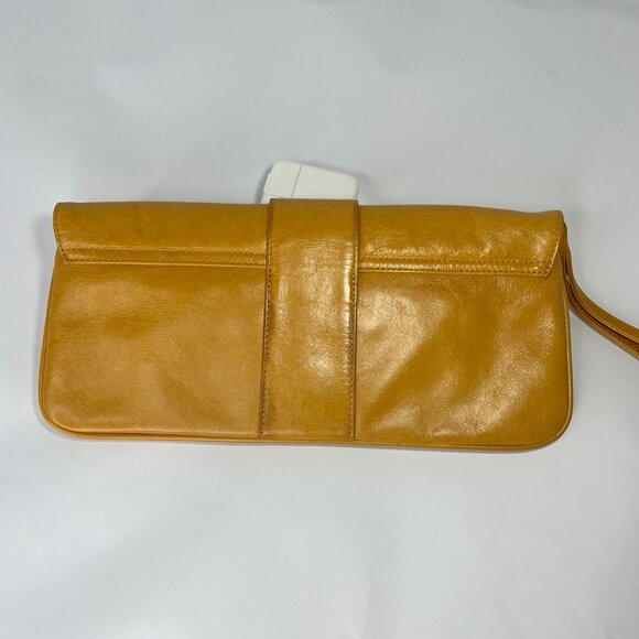 Hobo International Mustard Yellow Leather Clutch Purse With Buckle Strap & Wrist - Picture 5 of 7